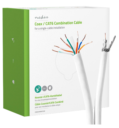 Bobine Cabo Duplo Coaxial RG58 / CAT6 (10 mts) - NEDIS