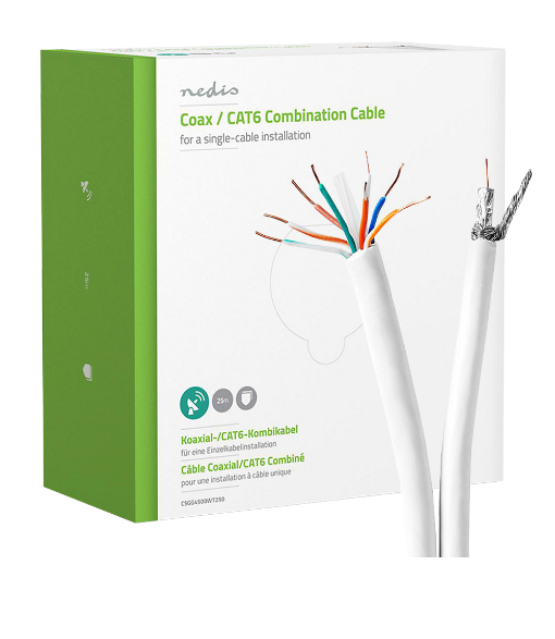 Bobine Cabo Duplo Coaxial RG58 / CAT6 (50 mts) - NEDIS