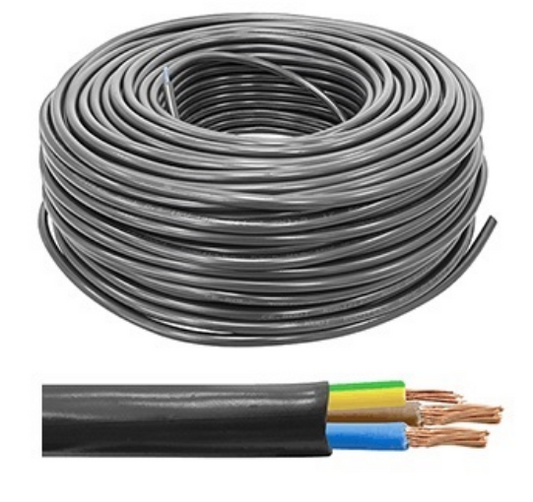 Bobine Cabo Eléctrico 3x 1,5mm H05VV-F Preto (5 mts)
