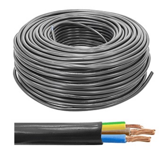 Bobine Cabo Eléctrico 3x 1mm H05VV-F Preto (5 mts)
