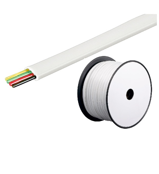 Bobine Cabo Telefone 4 Condutores Espalmado Branco (100 mts) - GOOBAY