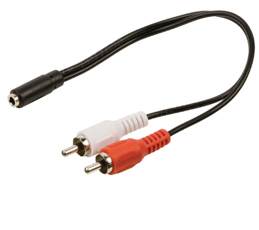 Cabo 2 RCA Macho - Jack 3,5mm Stereo Femea (20cm) - GOOBAY