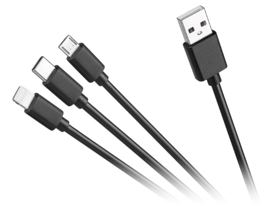 Cabo "3-EM-1" USB A Macho - LIGHTNING/microUSB/USB-C (1,2 mts)