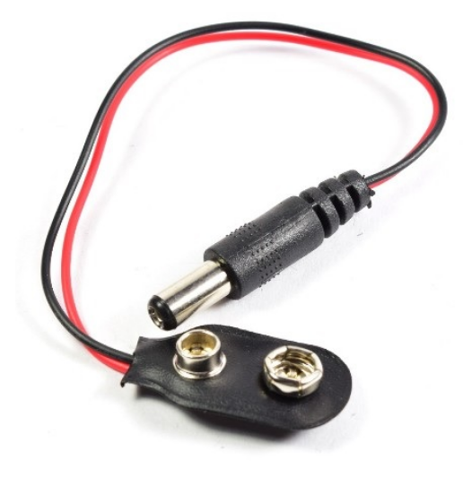 Cabo Adaptador Alimentação c/ Ficha DC Macho 5,5x2,1mm -> Suporte Pilha 9V