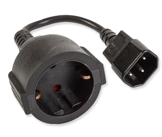 Cabo Adaptador Ficha Tripolar Macho -> Ficha Schuko Femea (15cm)