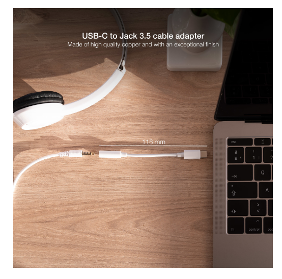 Cabo Adaptador USB C Macho - Jack 3,5mm Fêmea (Branco) - NANOCABLE