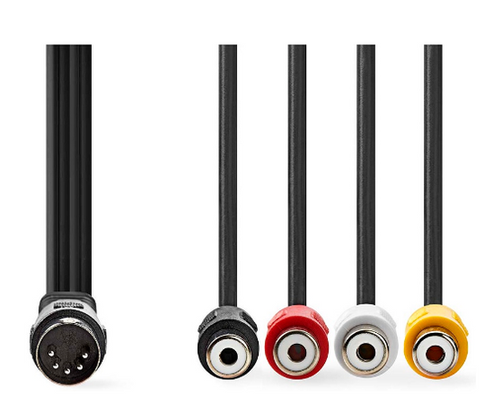 Cabo DIN 5 Pinos Macho - 4x RCA Fêmea (20cm)