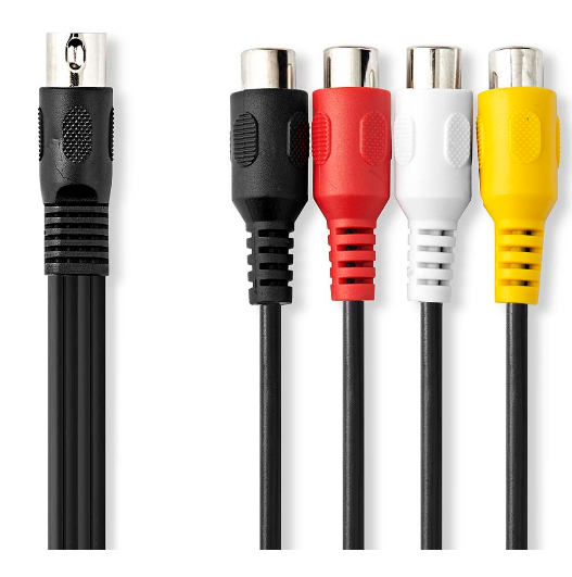 Cabo DIN 5 Pinos Macho - 4x RCA Fêmea (20cm)