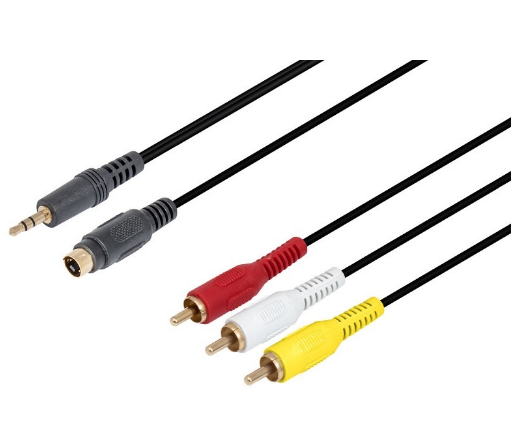 Cabo Jack 3,5mm Stereo Macho + DIN 7 Pinos -> 3 RCA Macho (1,80 mts)