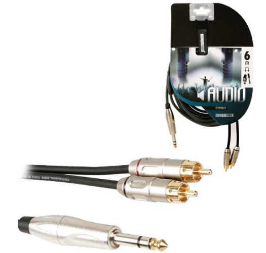 Cabo Jack 6,5mm M. Stereo - 2 RCA M. (6 mts) - HQ POWER