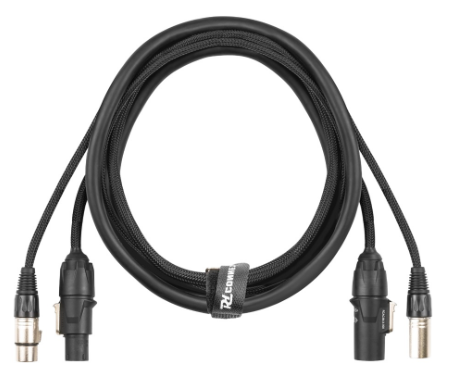 Cabo Powercon TR + XLR Macho - Powercon TR + XLR Fêmea (50cm) - PD-CONNEX CX07-05