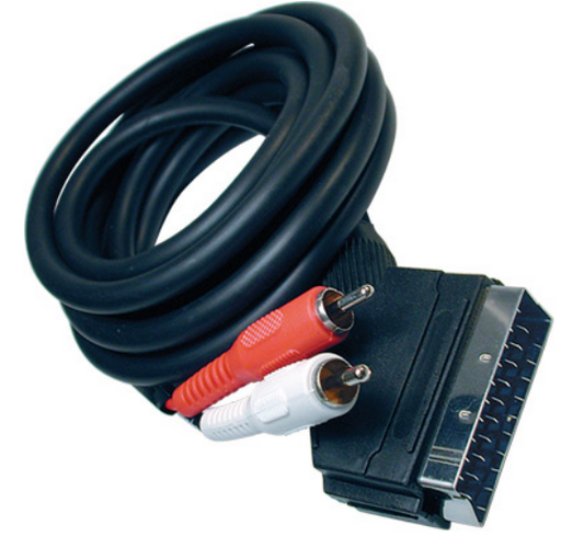Cabo SCART 21 Pinos + 2 RCA Macho Stereo (2,5 mts)