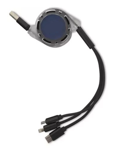 Cabo USB "3-EM-1" Retractil (LIGHTNING, MICRO USB e USB TIPO C)