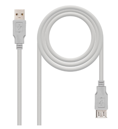 Cabo USB A Macho - USB A Fêmea Bege (1 metro) - Nanocable