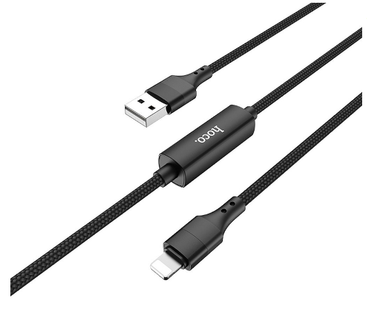 Cabo USB Macho - Lightning Macho S13 c/ Ecrã (Preto) 1,20 mts - HOCO