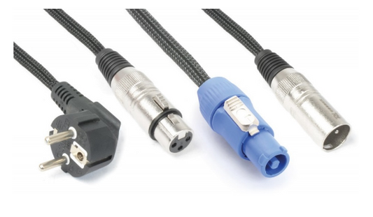 Cabo (2 em 1) Canon Macho - Canon Femea c/ Alimentação Powercon (20 mts) - Power Dynamics Connex
