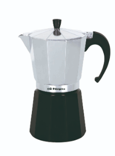 Cafeteira de Alumínio (2 Chávenas) Prateado/Preto - ORBEGOZO