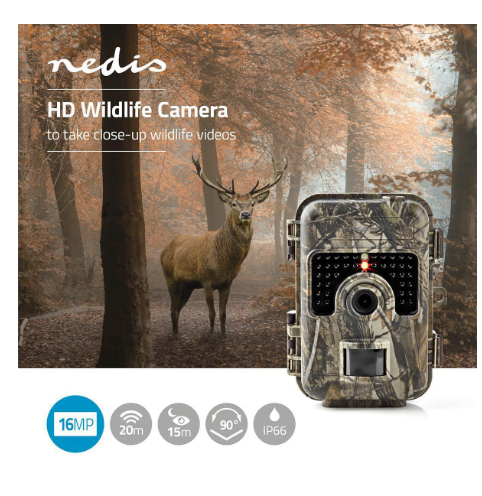 Câmara Vida Selvagem IP66 16MP 1080p (Inclui LCD a Cores) - NEDIS
