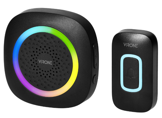 Campainha s/ Fios a Bateria c/ 60 Sons LED RGB (Preto) - VIRONE