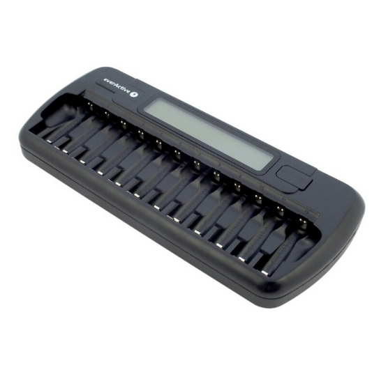 Carregador de 1/12 Pilhas com Display LCD (AA e AAA) - everActive
