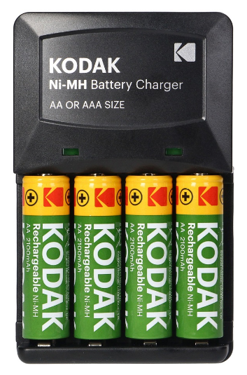 Carregador de Pilhas AA/AAA + 4 Pilhas Recarregáveis AA 2100mAh - KODAK