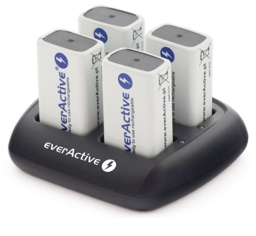 Carregador p/ 1-4 Pilhas 9V NiMH - everActive