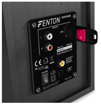 Colunas Amplificadas Bluetooth 4" 80W MP3/USB/Aux (SHF404B) Preto - FENTON