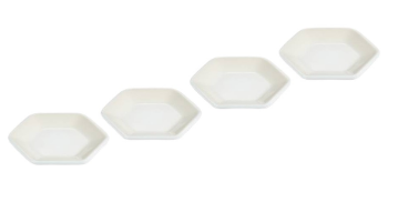 Conjunto 4 Pratos p/ Petiscos Hexagonais em Cerâmica de Grés 10xm (Merengue) - LE CREUSET