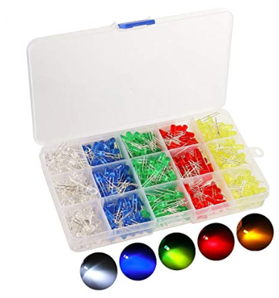 Emb. 1000x LEDs 3mm (Branco, Azul, Verde, Vermelho, Amarelo)