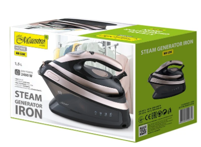 Ferro de Engomar a Vapor c/ Caldeira MR-320C 1.5L 2400W (Preto/Rosa Dourado) - MAESTRO