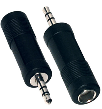 Ficha Adaptadora Jack 3,5mm Macho Stereo -> Jack 6,5mm Femea Stereo