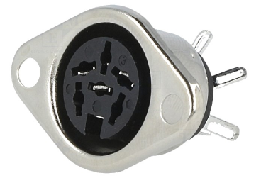 Ficha DIN Metálica 6 Pinos Femea Painel