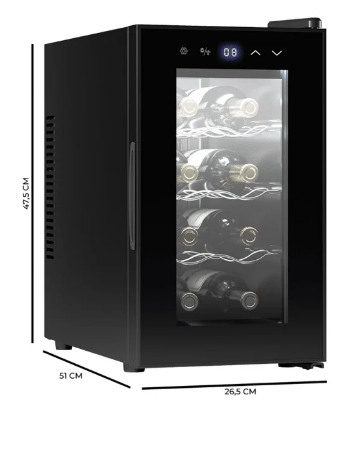 Garrafeira 8 Garrafa(s) Bolero GrandSommelier 830 CoolCrystal (Preto) - CECOTEC