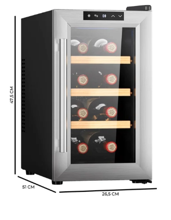 Garrafeira 8 Garrafa(s) Bolero GrandSommelier 830 CoolWood (Preto/Inox) - CECOTEC