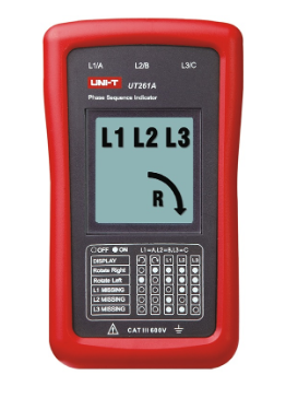 Indicador de Sequência Fases c/ Indicador de Rotação de Motores c/ LCD - UNI-T