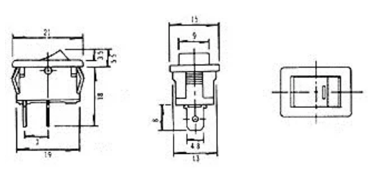 Interruptor Mini ON-OFF SPST 1C, 2P - 250V 6A