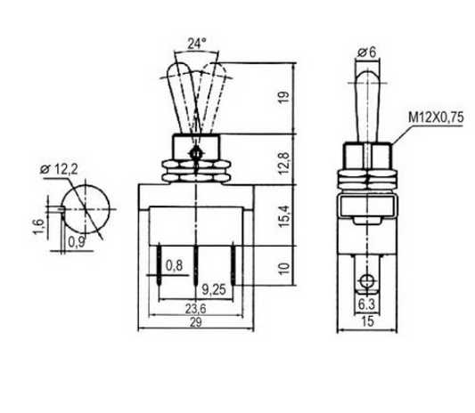 Interruptor ON-ON (2 Pol. / 3 Pin.) 12V