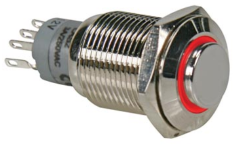 Interruptor Pulsador Metálico Alto SPDT 1NO 1NC - Luz Vermelho