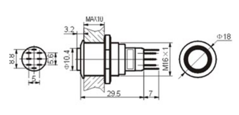 Interruptor Pulsador Metálico Alto SPDT 1NO 1NC - Luz Vermelho