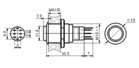 Interruptor Pulsador Metálico Alto SPDT 1NO 1NC