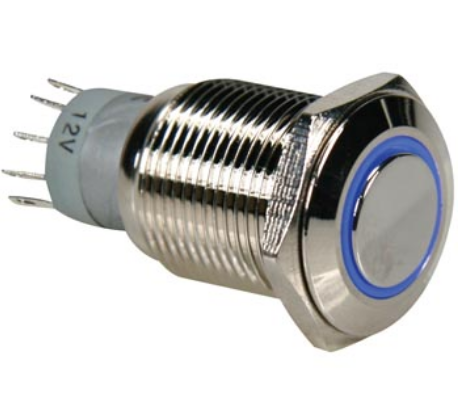 Interruptor Pulsador Metálico SPDT 1NO 1NC - Luz Azul