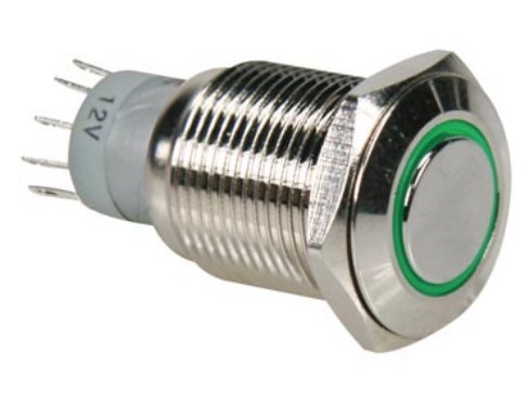 Interruptor Pulsador Metálico SPDT 1NO 1NC - Luz Verde