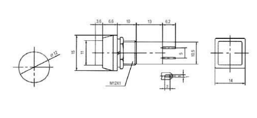 Interruptor Pulsador Tubular Quadrado ON-OFF 1A 250V Verde