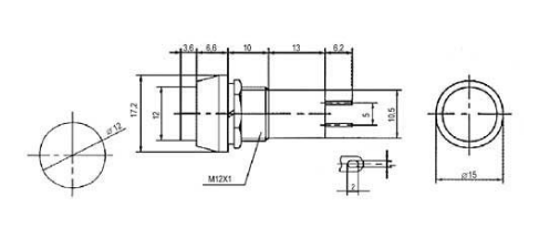 Interruptor Pulsador Tubular Redondo ON-OFF 1A 250V - Vermelho