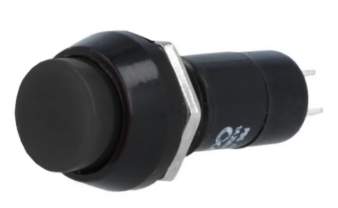 Interruptor Pulsador Tubular Redondo ON-OFF Preto