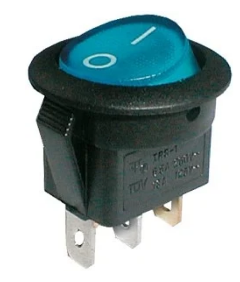 Interruptor Redondo Luminoso ON-OFF 250V/6A - Azul