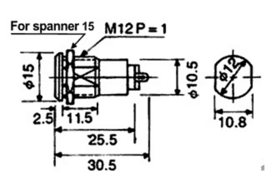 Interruptor de Chave Tubular SPST (ON-OFF) Ø12mm