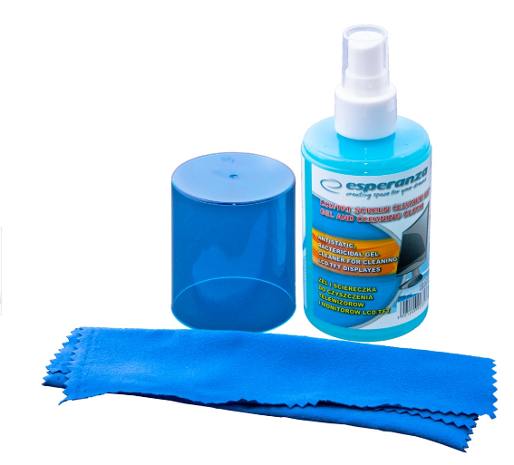 Kit de Limpeza p/ Ecrãs LCD/TFT/Plasma (Spray + Pano de Microfibras) - ESPERANZA