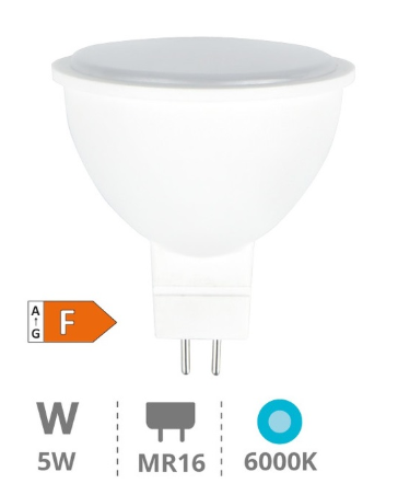 Lampada LED 12V MR16 5W Branco F. 6000K 120º 495Lm - GSC