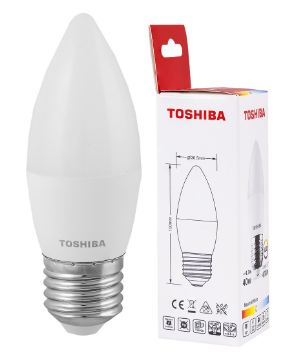 Lâmpada LED E27 C37 4,7W 4000K 470Lm - TOSHIBA